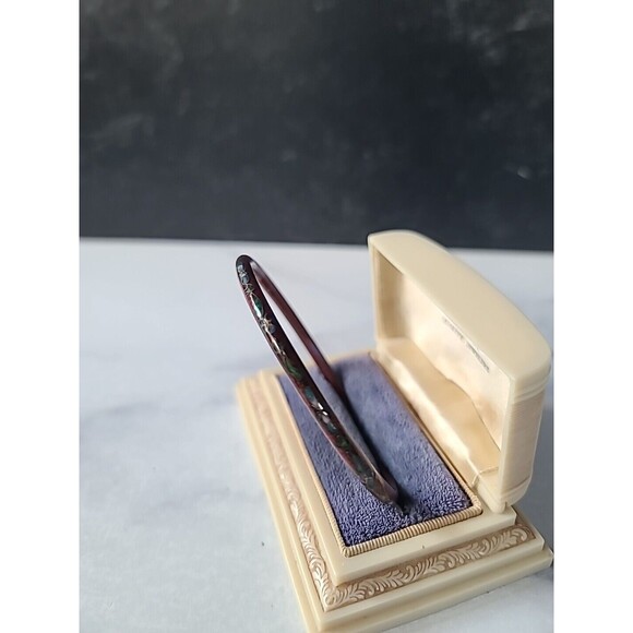 Cloisonne Floral Enamel Bangle Bracelet Vintage - Picture 4 of 10